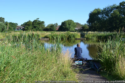 Fishing before breakfast, Kingfisher Pool, Myton Fields, south Warwick.