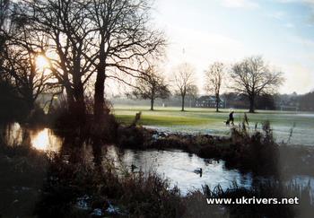 River Itchen watermeadows near Winchester College, Winchester, England