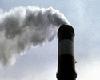 Smokestack pollution from a coal-fired electric power plant.