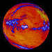 Global warming, climate change, image of warmed Earth